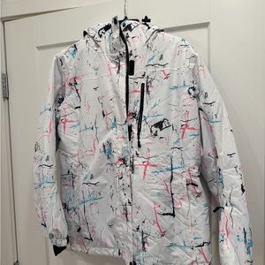 Abstract Print Hooded Snow Jacket